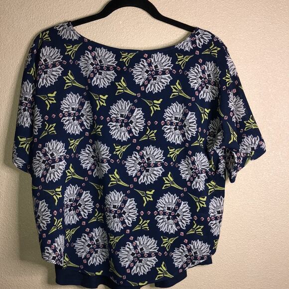 Anthropologie Meadow Rue Cottagecore Boho Hippie Blue Graphic Floral Summer Top - Picture 5 of 8